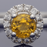 Platinum Yellow Sapphire & Diamond Halo Ring