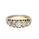 Antique 18ct Yellow Gold 1.30ct Old Cut Diamond Vintage 5 Stone Ring