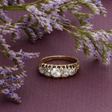 Antique 18ct Yellow Gold 1.30ct Old Cut Diamond Vintage 5 Stone Ring