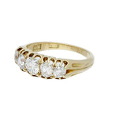 Antique 18ct Yellow Gold 1.30ct Old Cut Diamond Vintage 5 Stone Ring
