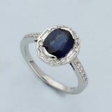 18ct White Gold 2.37ct Oval Sapphire and Diamond Halo Ring