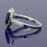18ct White Gold 2.37ct Oval Sapphire and Diamond Halo Ring