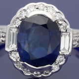 18ct White Gold 2.37ct Oval Sapphire and Diamond Halo Ring