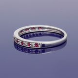 9ct White Gold Ruby & Diamond Milgrain Edge Eternity Ring