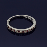 9ct White Gold Ruby & Diamond Milgrain Edge Eternity Ring