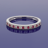 9ct White Gold Ruby & Diamond Milgrain Edge Eternity Ring
