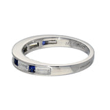 18ct White Gold Sapphire & Baguette Cut Diamond Half Eternity Ring