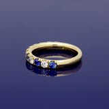 18ct Yellow Gold Sapphire & Diamond 3mm Half Eternity Ring