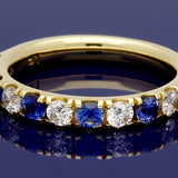 18ct Yellow Gold Sapphire & Diamond 3mm Half Eternity Ring