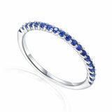 9ct White Gold Sapphire Claw Set Slim Half Eternity Ring