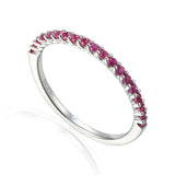 9ct White Gold Pink Sapphire Claw Set Slim Half Eternity Ring