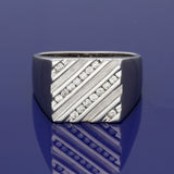 18ct White Gold Diamond Square Signet Ring