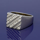 18ct White Gold Diamond Square Signet Ring