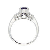 Platinum Sapphire and Baguette Diamond Ring