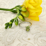18ct White Gold 2ct Natural Olive Green Sapphire Single Stone Ring