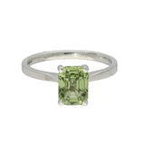 18ct White Gold 2ct Natural Olive Green Sapphire Single Stone Ring