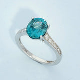 18ct White Gold 3ct Natural Blue Zircon Ring with Diamond Shoulders Ring