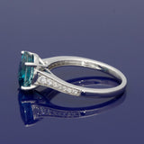 18ct White Gold 3ct Natural Blue Zircon Ring with Diamond Shoulders Ring
