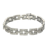 Pre-owned 18ct White Gold Brick Link 2.61ct Pave Diamond Bracelet