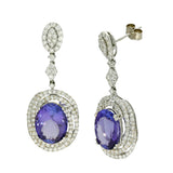 Pre-owned 18ct White Gold Tanzanite and Diamond Statement Large Cluster Drop Earrings