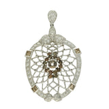 Pre-owned Large 18ct White Gold, Cinnamon and White Diamond Pendant
