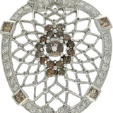 Pre-owned Large 18ct White Gold, Cinnamon and White Diamond Pendant