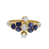 Vintage 14ct Yellow Gold Sapphire and Old Cut Diamond Ring