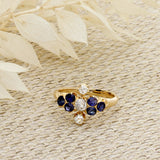 Vintage 14ct Yellow Gold Sapphire and Old Cut Diamond Ring