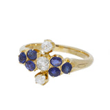 Vintage 14ct Yellow Gold Sapphire and Old Cut Diamond Ring