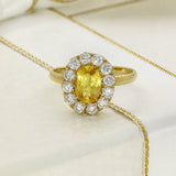 Pre-owned 18ct Yellow Gold Yellow Sapphire Diamond Oval Halo Ring