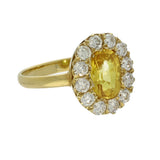 Pre-owned 18ct Yellow Gold Yellow Sapphire Diamond Oval Halo Ring