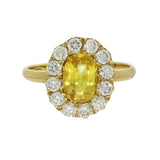 Pre-owned 18ct Yellow Gold Yellow Sapphire Diamond Oval Halo Ring