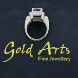 Plat & 14ct WG Sapp & Dia Cocktail Ring