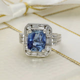 Plat & 14ct WG Sapp & Dia Cocktail Ring