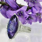 Pre-loved 18ct White Gold 11.28ct Marquise Tanzanite & Diamond Cocktail Ring