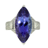 Pre-loved 18ct White Gold 11.28ct Marquise Tanzanite & Diamond Cocktail Ring