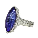 Pre-loved 18ct White Gold 11.28ct Marquise Tanzanite & Diamond Cocktail Ring