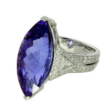 Pre-loved 18ct White Gold 11.28ct Marquise Tanzanite & Diamond Cocktail Ring