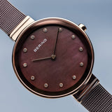 Ladies Bering 34mm 2 Tone Pvd Stainless Steel Mesh Bracelet Watch, 12034-265