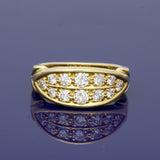 Vintage 18ct Yellow Gold Diamond Boat Ring 0.90ct