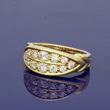 Vintage 18ct Yellow Gold Diamond Boat Ring 0.90ct