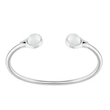 Lalique Cabochon Flexible Bangle, Opalescent Crystal & Silver 10693600 Small