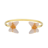 Lalique Butterfly Papillon Flexible Bangle, Peach Crystal & 18k Gold Plate 10754100 Small