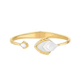 Lalique Paon Bracelet White Pearly Clear Crystal, 18K Yellow Gold Plated 10737400