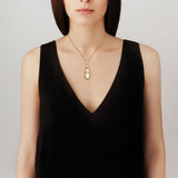 Lalique Long Paon Peacock Pendant White Pearly Crystal, 18ct Gold Plate 10737200