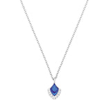Lalique Small Paon Peacock Pendant Necklace Blue Crystal & Silver 10735300