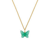 Lalique Butterfly Papillon Necklace, Green Crystal & 18k Gold Plated 10755000
