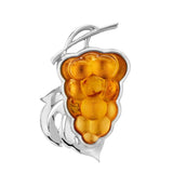 Lalique Vigne Brooch, Amber Crystal & Silver 10755700