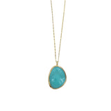 Reeves & Reeves Silver Large Maharani Aqua Chalcedony Gold Plated Necklace FS48