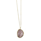 Reeves & Reeves Silver Large Maharani Rose Quartz Gold Plated Necklace FS48